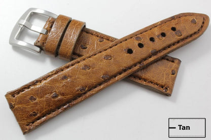 Tan Full Quill Ostrich Leather Watch Strap