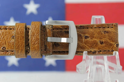 Tan Full Quill Ostrich Leather Watch Strap