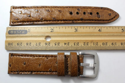 Tan Full Quill Ostrich Leather Watch Strap