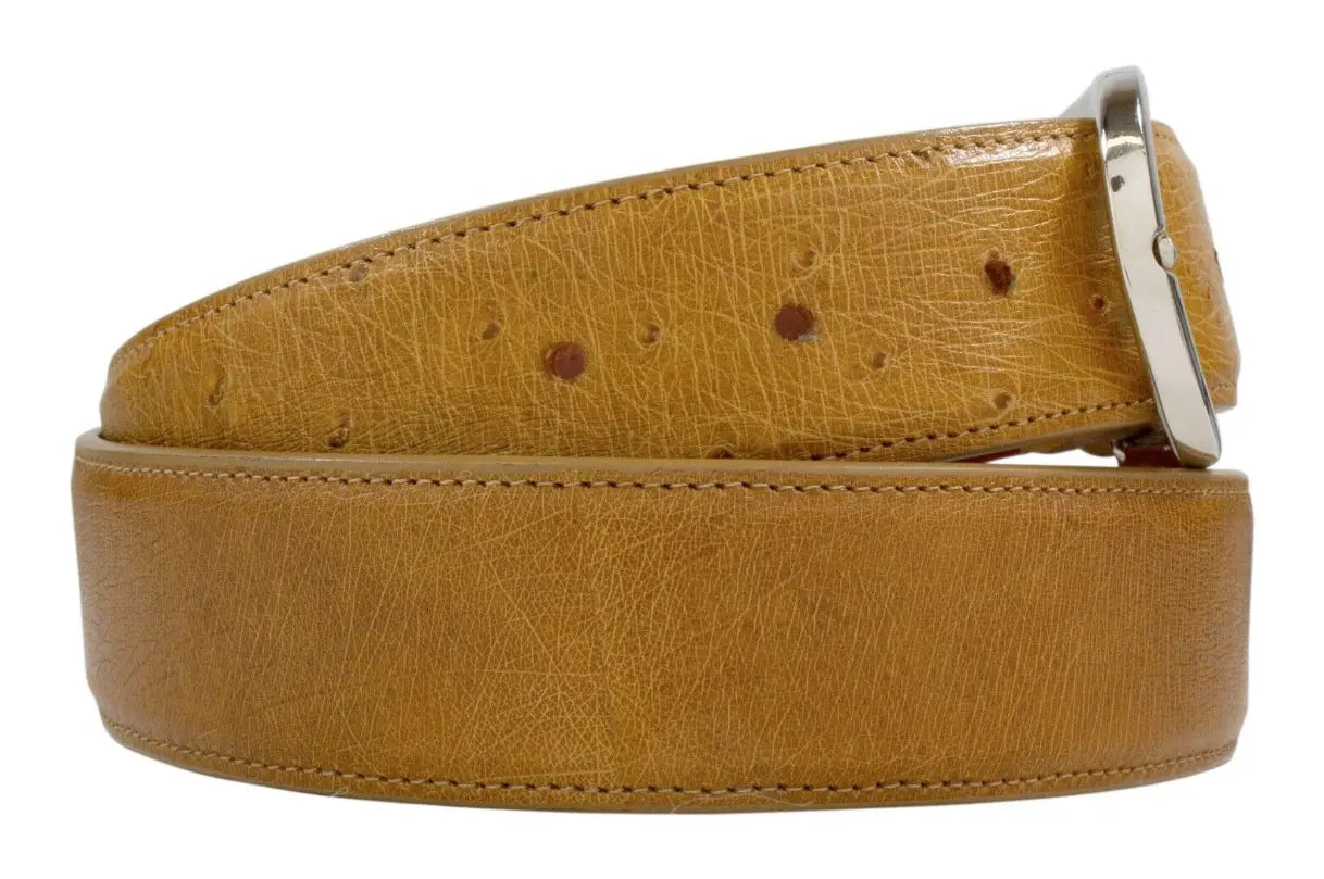 Tan Saddle Smooth Ostrich Leather Belt