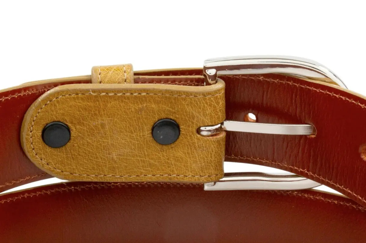 Tan Saddle Smooth Ostrich Leather Belt