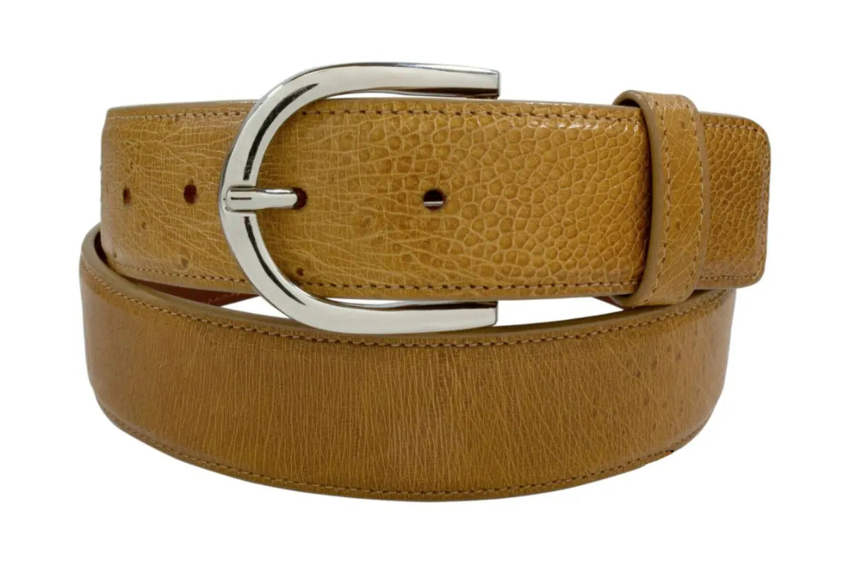 Tan Saddle Smooth Ostrich Leather Belt