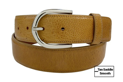 Tan Saddle Smooth Ostrich Leather Belt