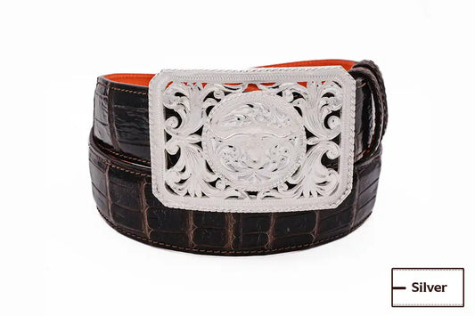 The Colonel Longhorn Filigree Sterling Silver (.925) Trophy Belt Buckle