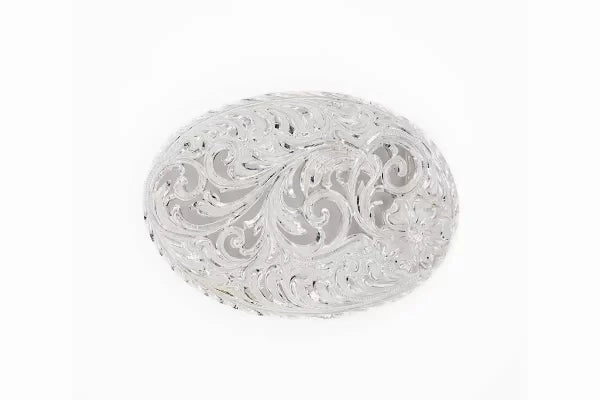 The Major Filigree Sterling Silver (.925) Hand Engraved Oval Trophy Belt Buckle