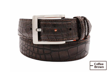 AAA ULTRA Coffee Brown American Alligator Leather Belt