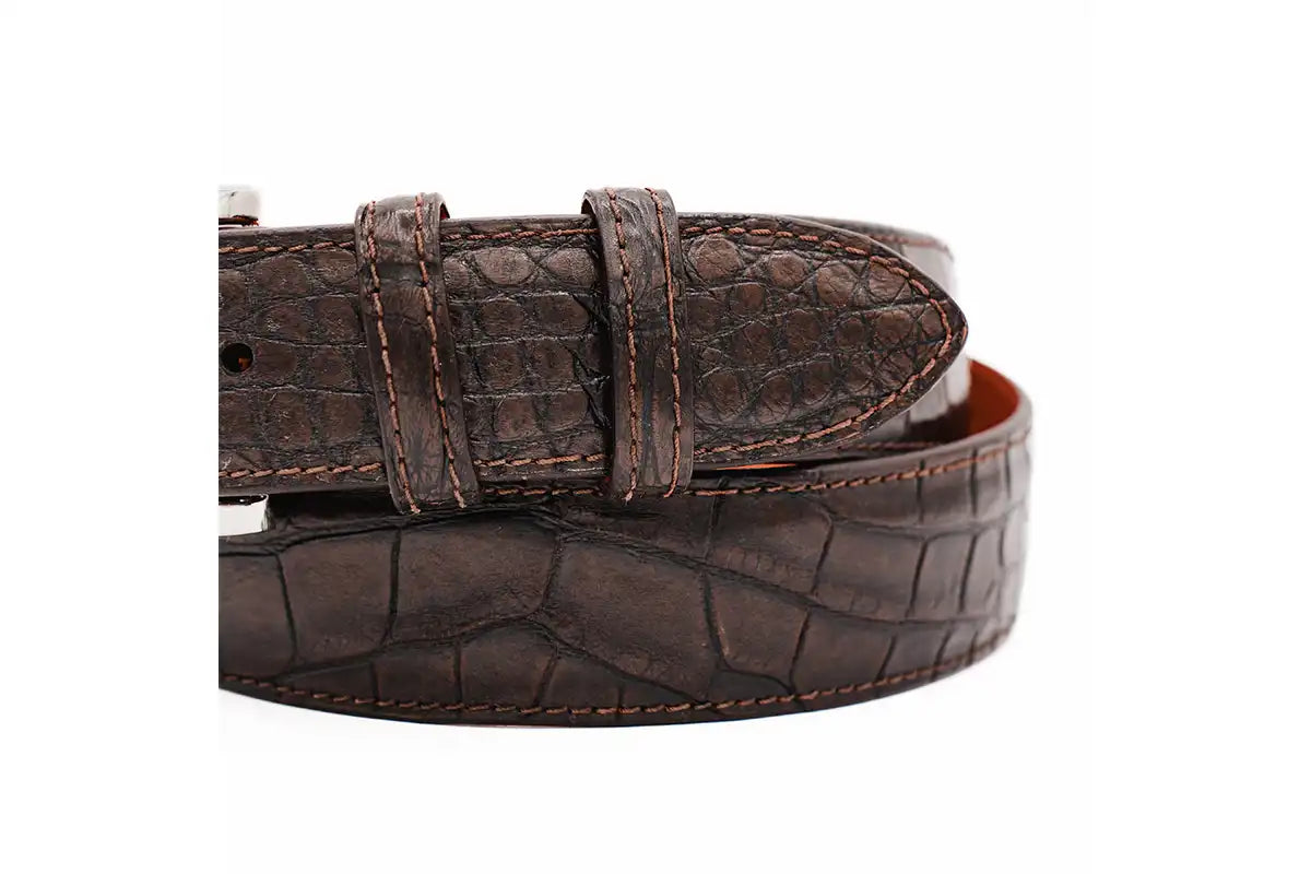 AAA ULTRA Coffee Brown American Alligator Leather Belt