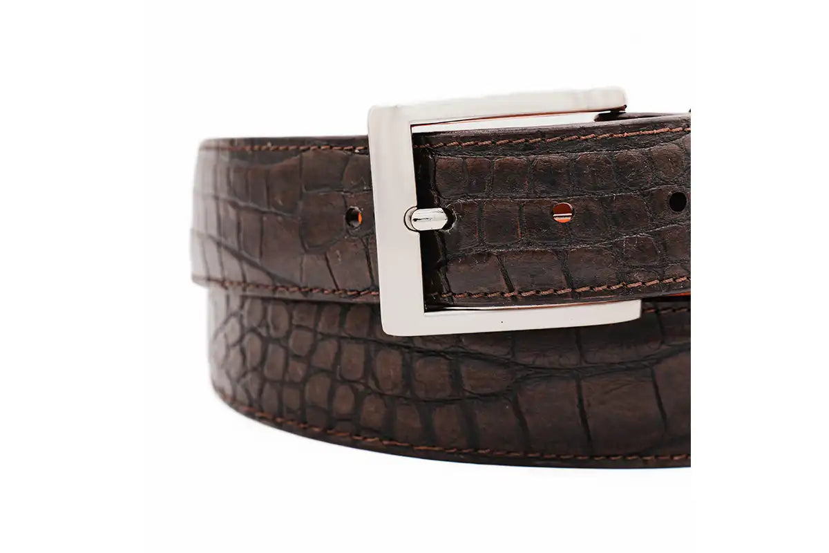 AAA ULTRA Coffee Brown American Alligator Leather Belt