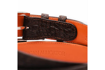 AAA ULTRA Coffee Brown American Alligator Leather Belt