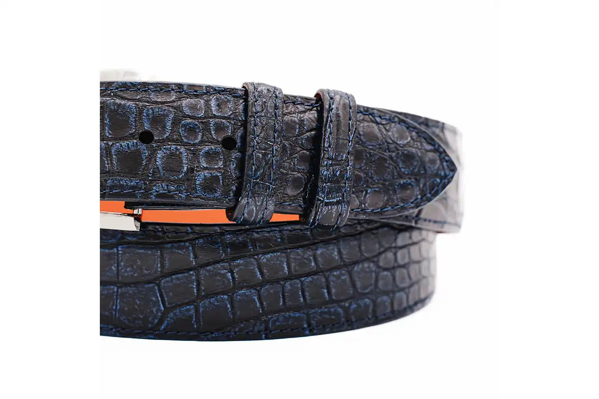 AAA ULTRA Midnight Blue American Alligator Leather Belt