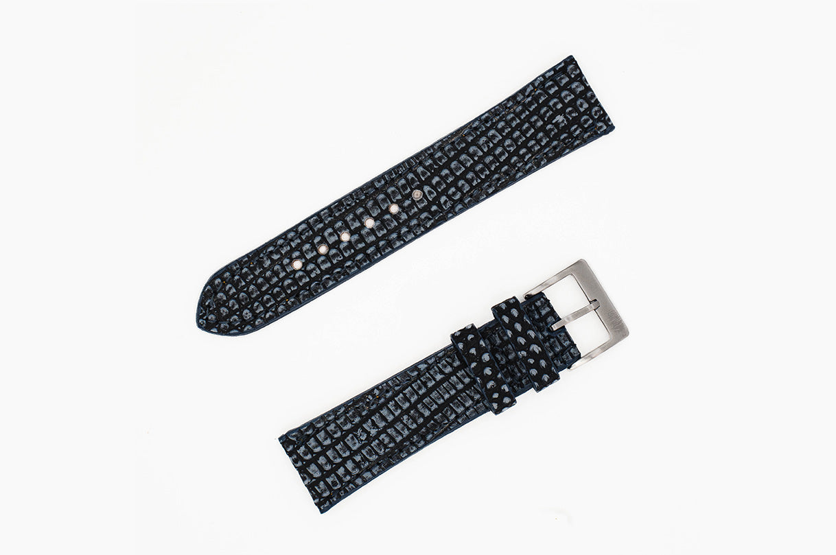 Genuine Washed Blue Lizard Leather Watch Strap