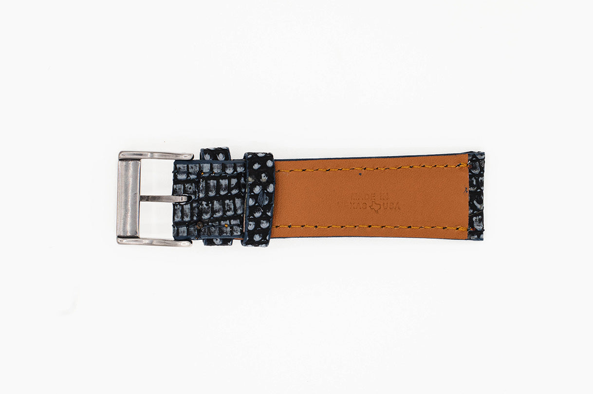 Genuine Washed Blue Lizard Leather Watch Strap