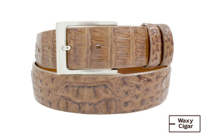 Waxy Cigar Hornback Caiman Crocodile Leather Belt