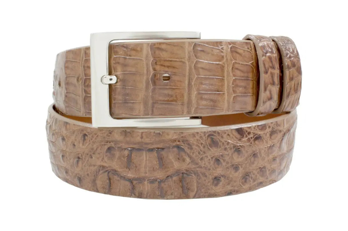 Waxy Cigar Hornback Caiman Crocodile Leather Belt