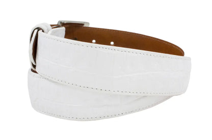 White AAA ULTRA Alligator Leather Belt