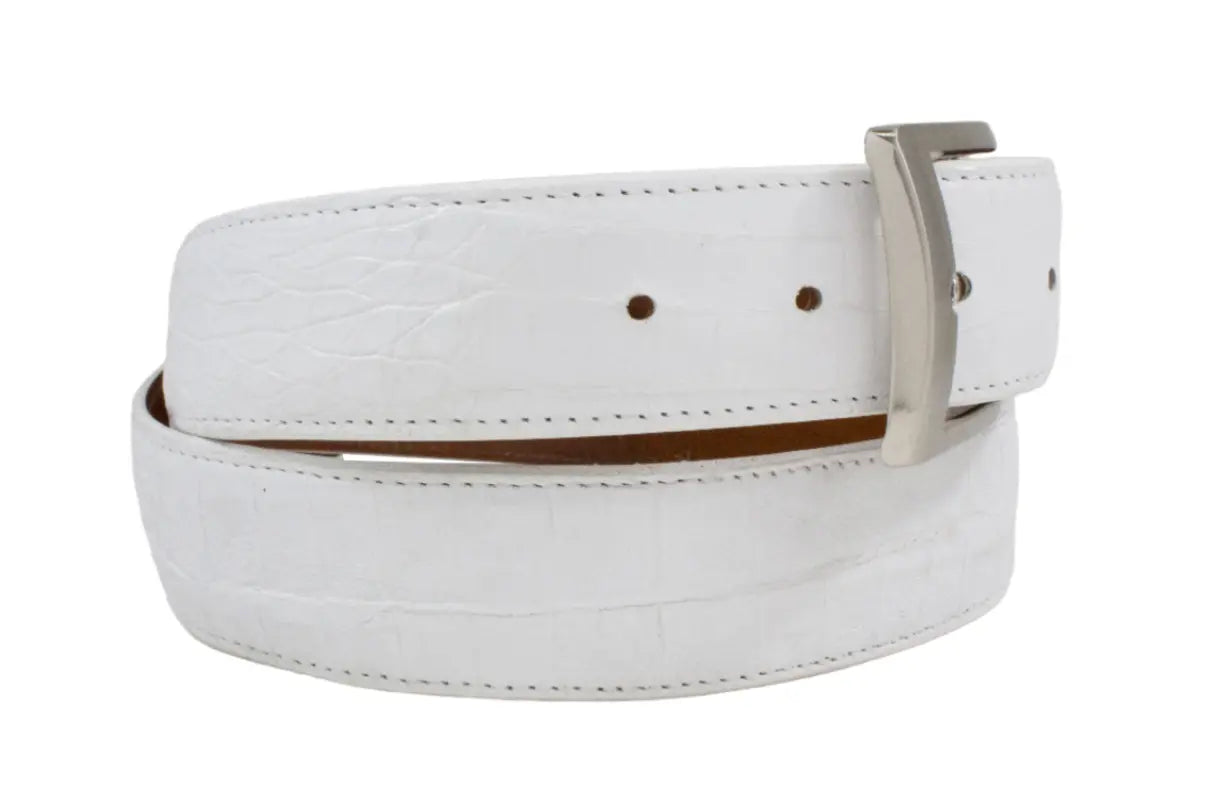 White AAA ULTRA Alligator Leather Belt