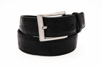 Handmade Black Alligator Leather Belt