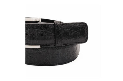 Handmade Black Alligator Leather Belt