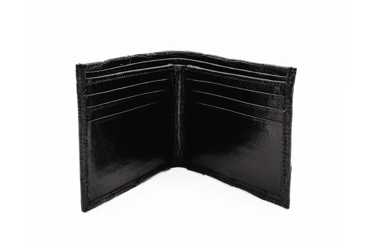 Black American Alligator Bifold Leather Wallet