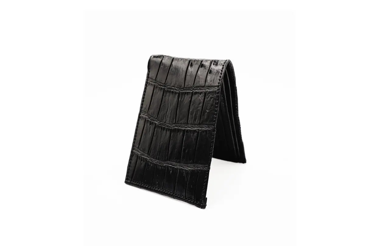 Black American Alligator Bifold Leather Wallet