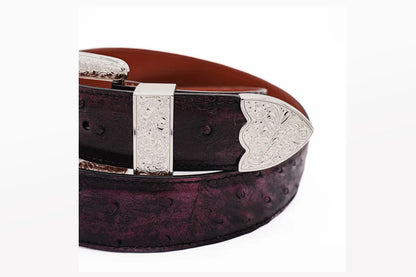 Black Cherry  "The Taylor" Full Quill Ostrich Leather Belt