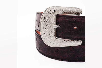 Black Cherry  "The Taylor" Full Quill Ostrich Leather Belt