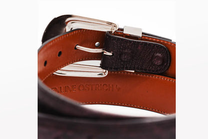 Black Cherry  "The Taylor" Full Quill Ostrich Leather Belt