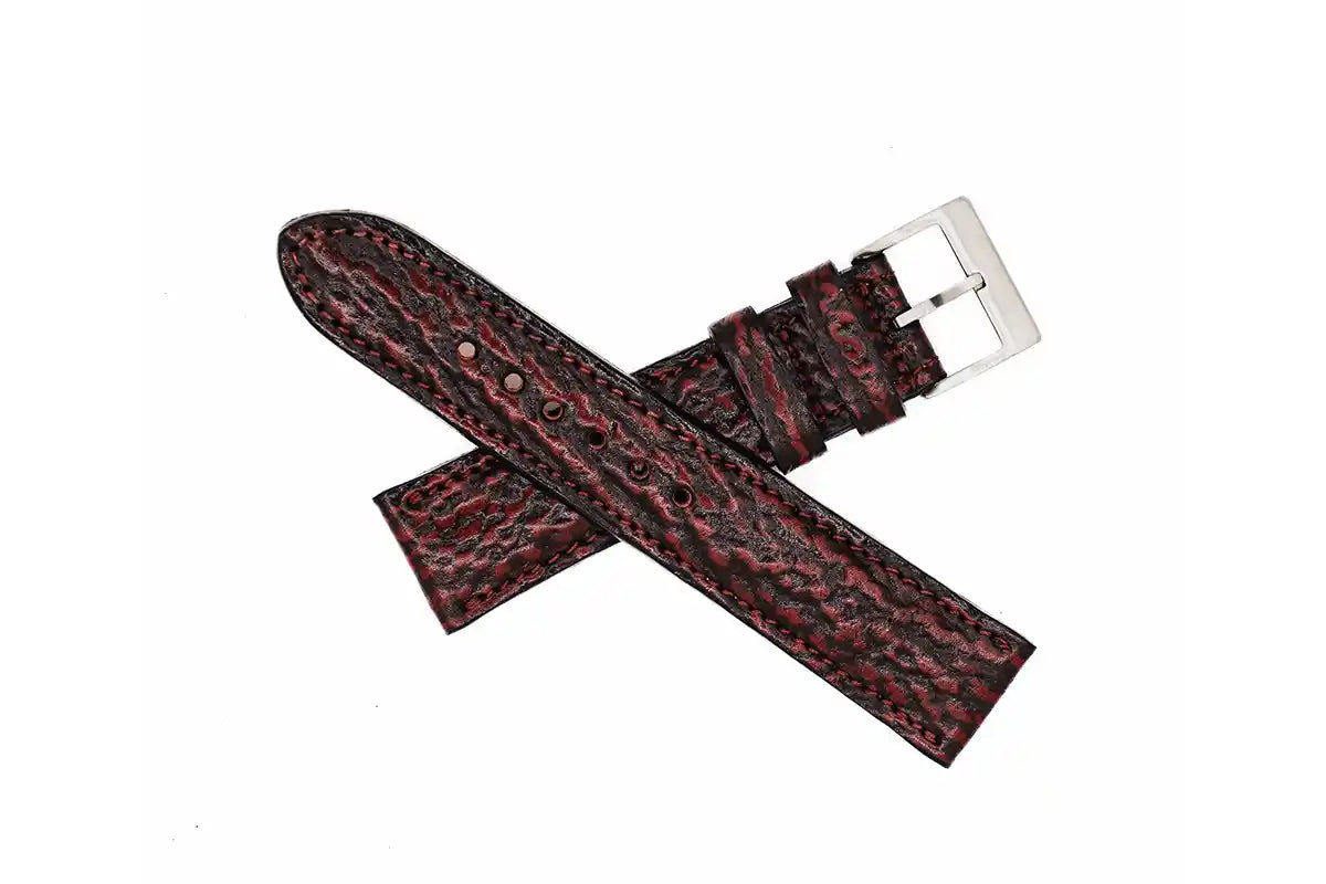 Genuine Black Cherry Shark Leather Watch Strap