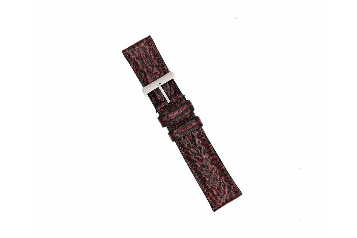 Genuine Black Cherry Shark Leather Watch Strap