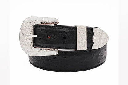 Black "The Taylor" Full Quill Ostrich Leather Belt