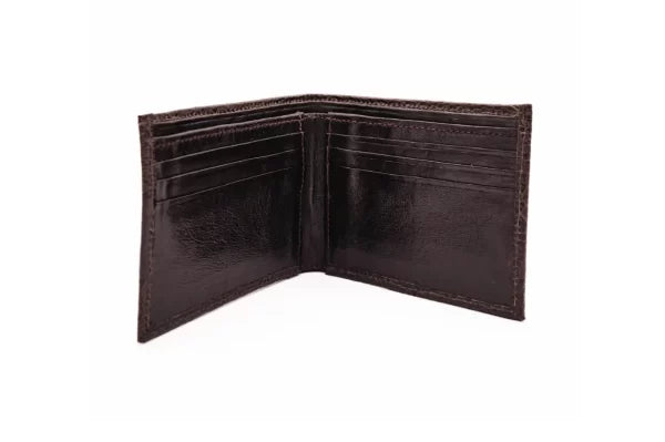 Brown Ostrich Leg Bifold Leather Wallet