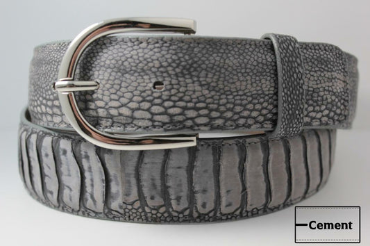 Cement Ostrich Leg Leather Belt