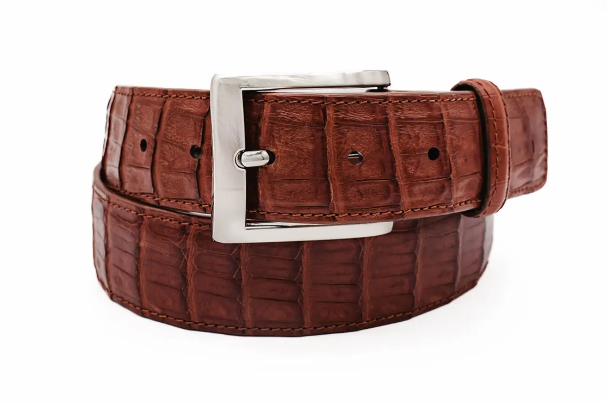 Genuine Cognac Alligator Belt for Men