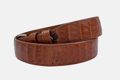 Cognac Alligator Leather Tapered Belt