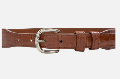 Cognac Alligator Leather Tapered Belt