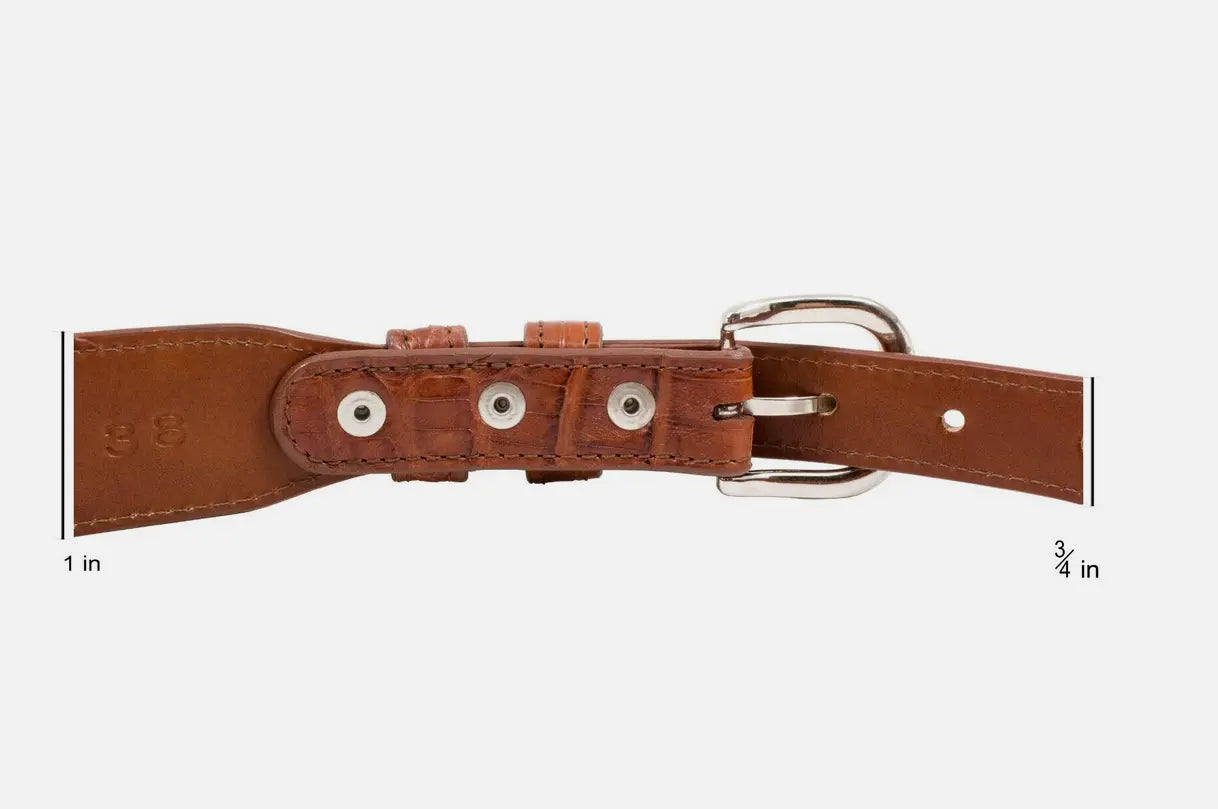 Cognac Alligator Leather Tapered Belt