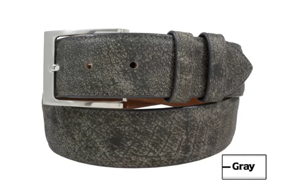 Gray Rustic Cape Buffalo Leather Belt