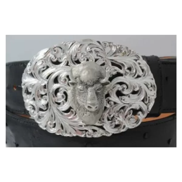 Handmade Sterling Silver Buffalo Cowboy Trophy Belt Buckle