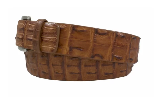 Cognac Hornback Alligator Leather Belt made in USA