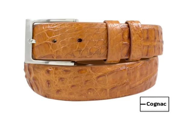 Cognac Hornback Caiman Crocodile Leather Belt