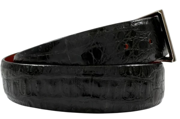 Genuine Hornback Black Caiman Crocodile Leather Belt for men