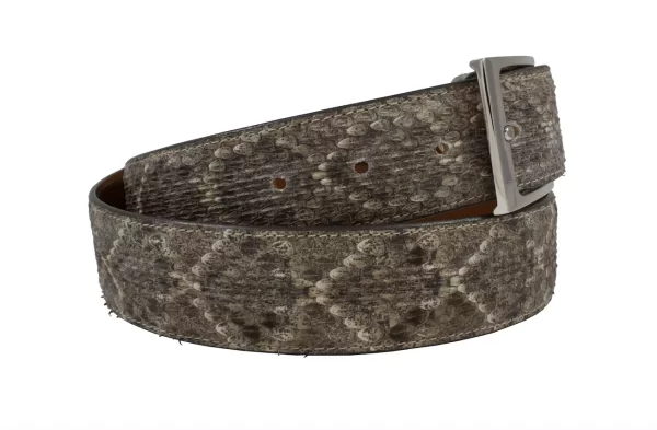Natural Texas Diamond Back Rattle Snake Leather Belt