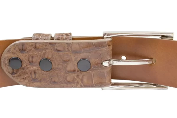 Waxy Cigar Hornback Caiman Crocodile Leather Belt