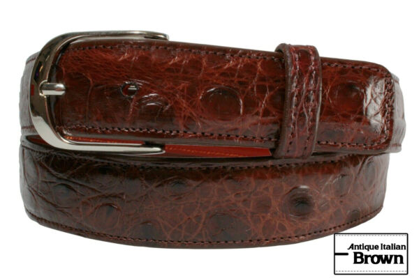 Brown alligator leather belt mens| Artifex Leather Works