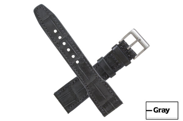 Handmade Genuine AAA Ultra IWC Grey Black Alligator Leather Watch Strap (Made in U.S.A)