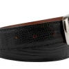 Genuine Handmade Black Lizard Leather Belt (1 1/4 in)