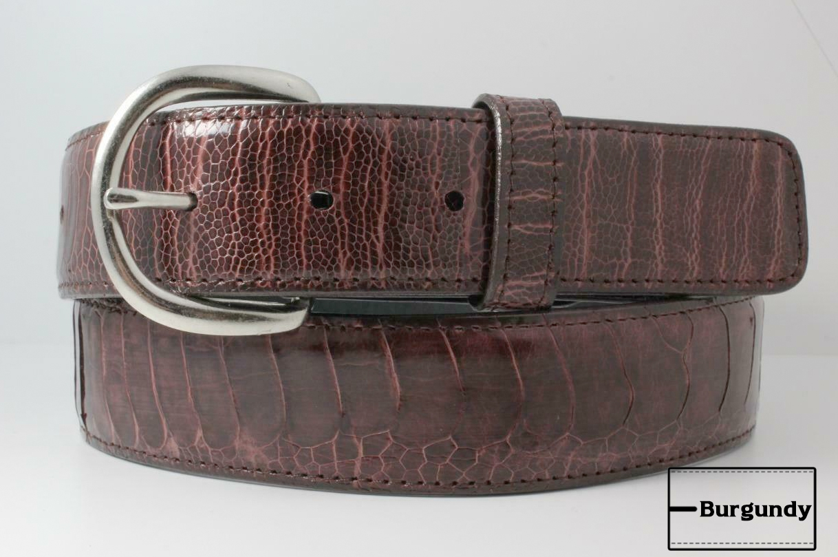 Men's Ostrich Leg Leather Belt - Brown/ Black