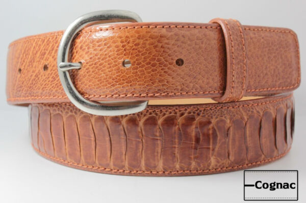 Cognac Ostrich Leg Leather Belt