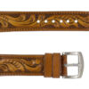 Genuine Handmade Cognac Hand Tooled Leather Watch Strap (Handmade in Texas USA)