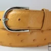 Handmade Genuine Full Quill Butter Cup Ostrich Leather Belt